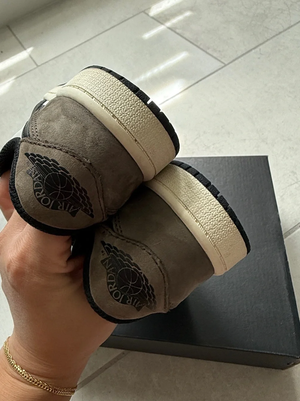 Kids Jordan 1 Low OG in Black & Dark Mocha